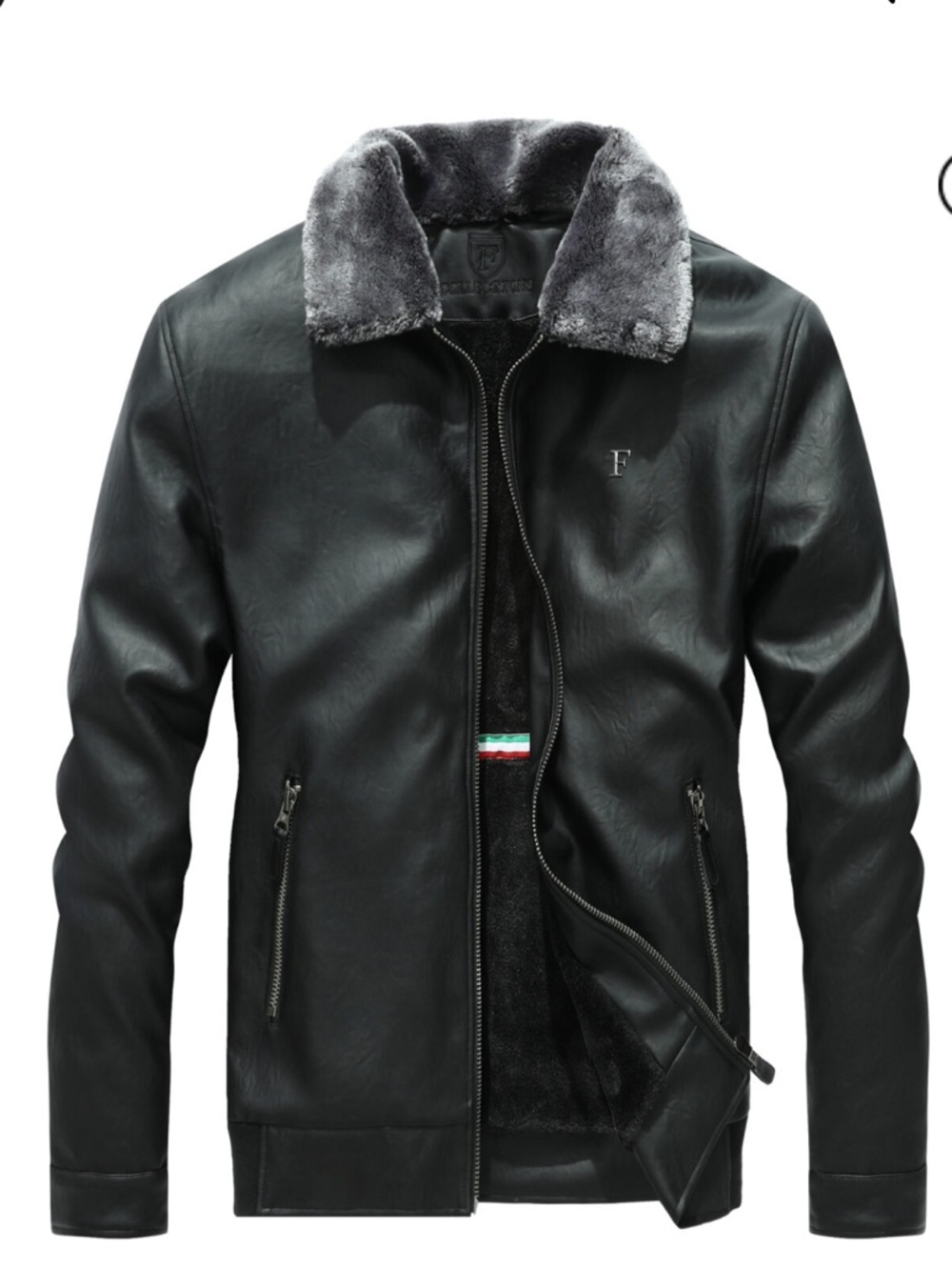Ferrari Collection Collar Black Leather Jacket - Brand